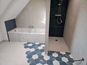 Carrelage, faïence, pose douche